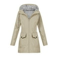 thumbnail image 3 of Women's Waterproof Windproof Rain Jacket Hooded Loose Fit Coat With Pocket Outdoor Casual Jacket Raincoat for Hiking Travel | CSEONE,Khaki XL, 3 of 9