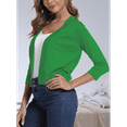 thumbnail image 4 of Cardigan Court à Manches 3/4 pour Femmes, Élégant Boléro pour Femmes, Vert, M, 4 of 7