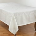 thumbnail image 2 of Fennco Styles Fabia Collection Elegant Embroidered Fleur de Lis 69 Inch Table Cloth â€“ Ivory Square Tablecloth for Dinner Party, Banquest, Special Events and Home DÃ©cor, 2 of 5