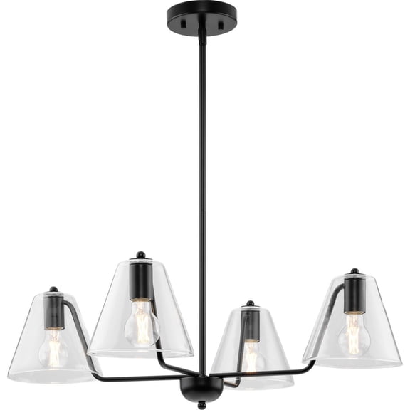 Avec 30 in. 4-Light Matte Black Contemporary Linear Pendant