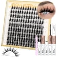 thumbnail image 1 of AIR-Manga Cluster Lashes Kit Natural Anime Lash Extension Kit 10-16MM Natural Eyelash Extension Kit with Lash Bond and Seal Lash Applicator Wispy D Curl Anime Cluster Eyelash Extensions, 1 of 4