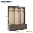 thumbnail image 6 of Farmhouse Wooden Style Hall Tree with Arched Design, Elegant 59" Wide Entryway Bench with 8 Retro Hooks, Rustic Coat Rack & Shoe Organizer with 3 Drawers for Living Room, 74.8"H, 6 of 8
