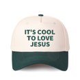 thumbnail image 4 of IT'S COOL TO LOVE JESUS Letter Embroidered Color Block Trucker Hat Unisex Adjustable Cotton Breathable Fashion Cap for Travel Daily Wear, 4 of 8