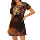 thumbnail image 1 of Balery Cool Fire Lion Camisón de manga corta con cuello redondo para mujer, cómodo y elegante., 1 of 6