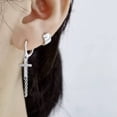 thumbnail image 6 of Cross Hoop Earrings for Women/Men Dangle Chain Cross Earrings with Cubic Zirconia Religious Christian Jewelry, 6 of 10