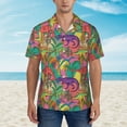 thumbnail image 2 of Xecao Colorful Dinosaur print Hawaiian shirt - a stylish short-sleeve button-down for men, perfect for casual beach and tropical outings., 2 of 9