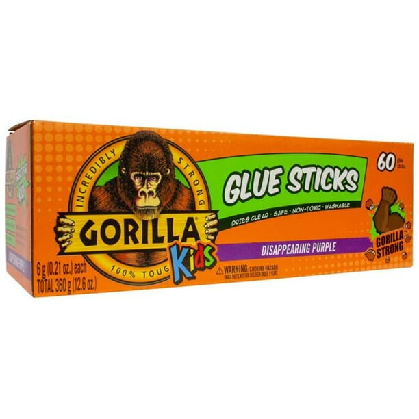 Gorilla Glue 2015029 6 g Kids Glue Sticks, Disappearing Purple Pack of 60