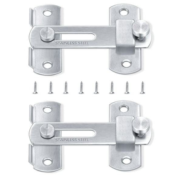 Wapodeai 2pcs Stainless Steel Gate Latches, Coop, Garden, Household, Bathroom, Outdoor, Garage, Primary Color.