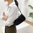 thumbnail image 3 of Bolsa Bolso de mano para axilas de color puro con patrón de cocodrilo para mujer a la moda (negro) JShteea Para Estrenar, 3 of 9