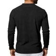 thumbnail image 4 of Mens Henley Shirts Casual Stylish Tshirt Lightweight Summer Basic Tee Solid Long Sleeved Stand-up Neck Button Casual Breathable T-shirt Black XL, 4 of 5