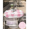 thumbnail image 4 of Outdoor Tablecloth with Umbrella Hole and Zipper Pink Plaid Round Outdoor Tablecloths 60 Inch Table Cloths Spring Buffalo Stripe Patio Table Cloth Cover for Outdoor Tables Picnic Garden, 4 of 6