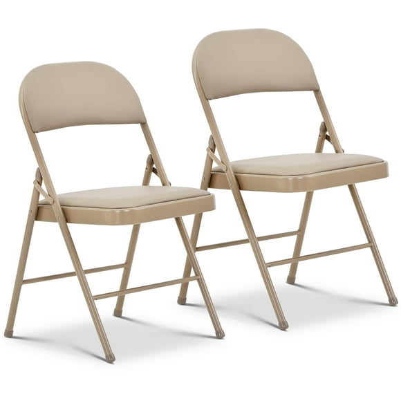 Cojín acolchado de vinilo con estructura metálica para sillas plegables Online, paquete de 2