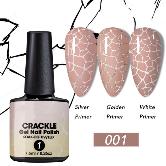 BUDAO00 4 Color Crackle Gel Nail Polish Set, Soak Off UV LED Nail Polish with Marble Crack Effect for DIY Nail Art, Home Salon Manicure, Creative Nail Design and Party Looks (A)