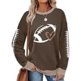 thumbnail image 2 of Holzkary Football Sweatshirt for Women Graphic Print Sunday Casual Long Sleeve Crewneck 2025 Fall Pullover Football Funny Sweatshirt Graphic Print Sunday Sweatshirts Fall Outfits Coffee Xl, 2 of 4