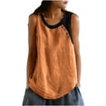 thumbnail image 3 of Aboser Retro Tank Tops for Women Plus Size Casual Sleeveless T Shirts Breathable Cotton Linen Shirt Loose Color Block Blouses Comfy Round Neck Tee Top, 3 of 7