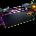 thumbnail image 2 of Alfombrilla de ratón RGB XXL para juegos - Alfombrilla de ratón multicolor iluminada con LED - 800 x 300 mm - Superficie antideslizante para jugadores de PC y Mac - Color negro, 2 of 4