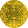 thumbnail image 1 of Ahgly Company Machine Washable Indoor Round Oriental Yellow Traditional Area Rugs, 6' Round, 1 of 4