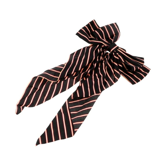 Unique Bargains 1 Pc Bow Stripes Ribbon Hair Clips Black