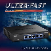 TRENDnet TEG-S750 5-Port Unmanaged Network Switch with 100 Gbps Capacity and Fanless Design, Black