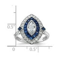 thumbnail image 2 of 925 Sterling Silver Rhodium Plated Cubic Zirconia and Simulated Blue Spinel Ring Size 8 2.05mm Wide Ring for Women, 2 of 2