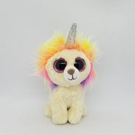 Ty Beanie Boos - LAYLA the Rainbow Lion (Glittery Eyes) (NO TY HANG TAG) 6" Plush