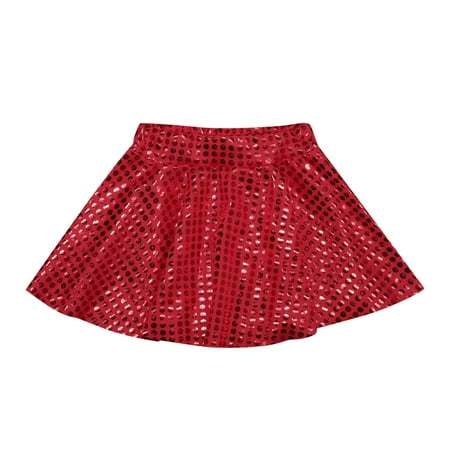 

Skirts For Girls Girls Skirt Shiny Dance Disco Flared Pleated A Line Skirts Dance Rave Skirt With Shorts Underneath(Size:8-9 Years)