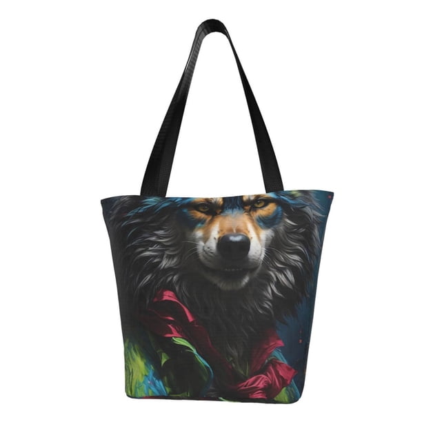 Balery Vintage Wolf Warrior Bolsa de Hombro con Diseño, Bolsa Grande y Duradera, Bolsa Versátil para Compras