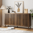 thumbnail image 2 of Smuxee Modern Farmhouse Buffet Cabinet with Storage, 4-Door Kitchen Sideboard, Walnut, 2 of 8