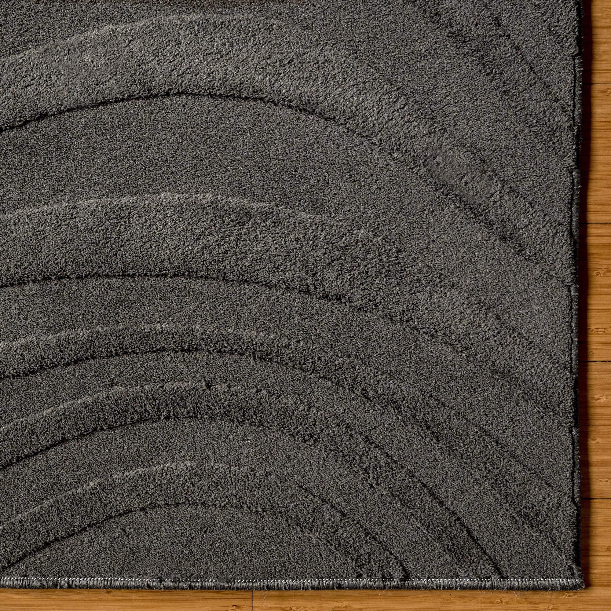 Vida Lomira Shag Striped Charcoal Area Rug, 5x8