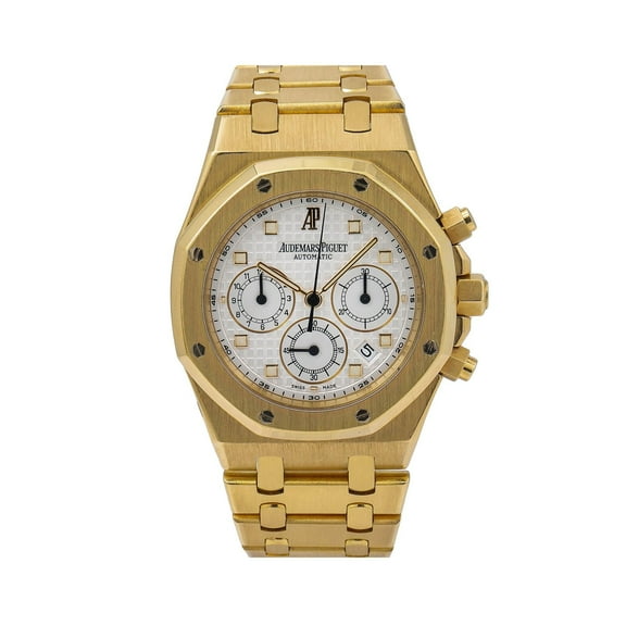 Pre-Owned Audemars Piguet Royal Oak Chronograph 26022BA 39MM White Dial With Yellow Gold Bracelet