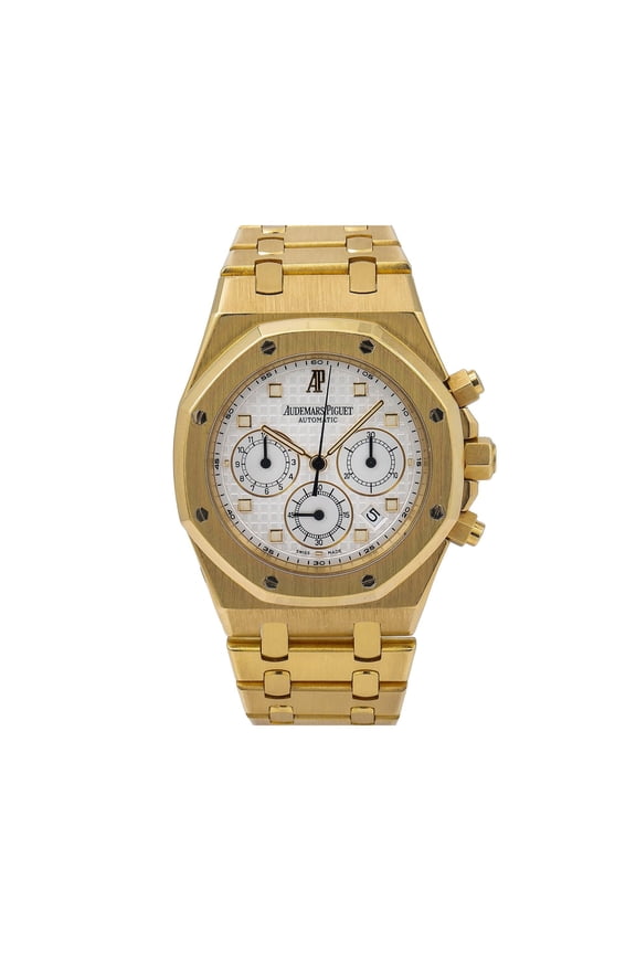 Pre-Owned Audemars Piguet Royal Oak Chronograph 26022BA 39MM White Dial With Yellow Gold Bracelet