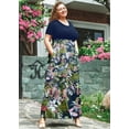 thumbnail image 3 of SHOWMALL Plus Size Summer Maxi Dress for Women Tropical Flavour 4X Short Sleeve Crewneck Casual Beach Bohemian Full-Length Long Sun Dresses with Pockets, 3 of 5