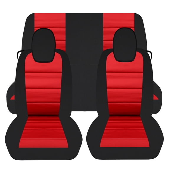Designcovers Fits 2010-2015 Chevy Camaro Coupe Cotton Seat Covers: Black & Red-Full Set