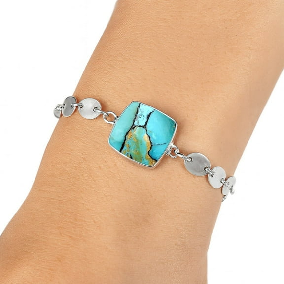 Lucky Charm Tibetan Turquoise 925 Sterling Silver Bracelet Jewelry B-1044 SDB4817