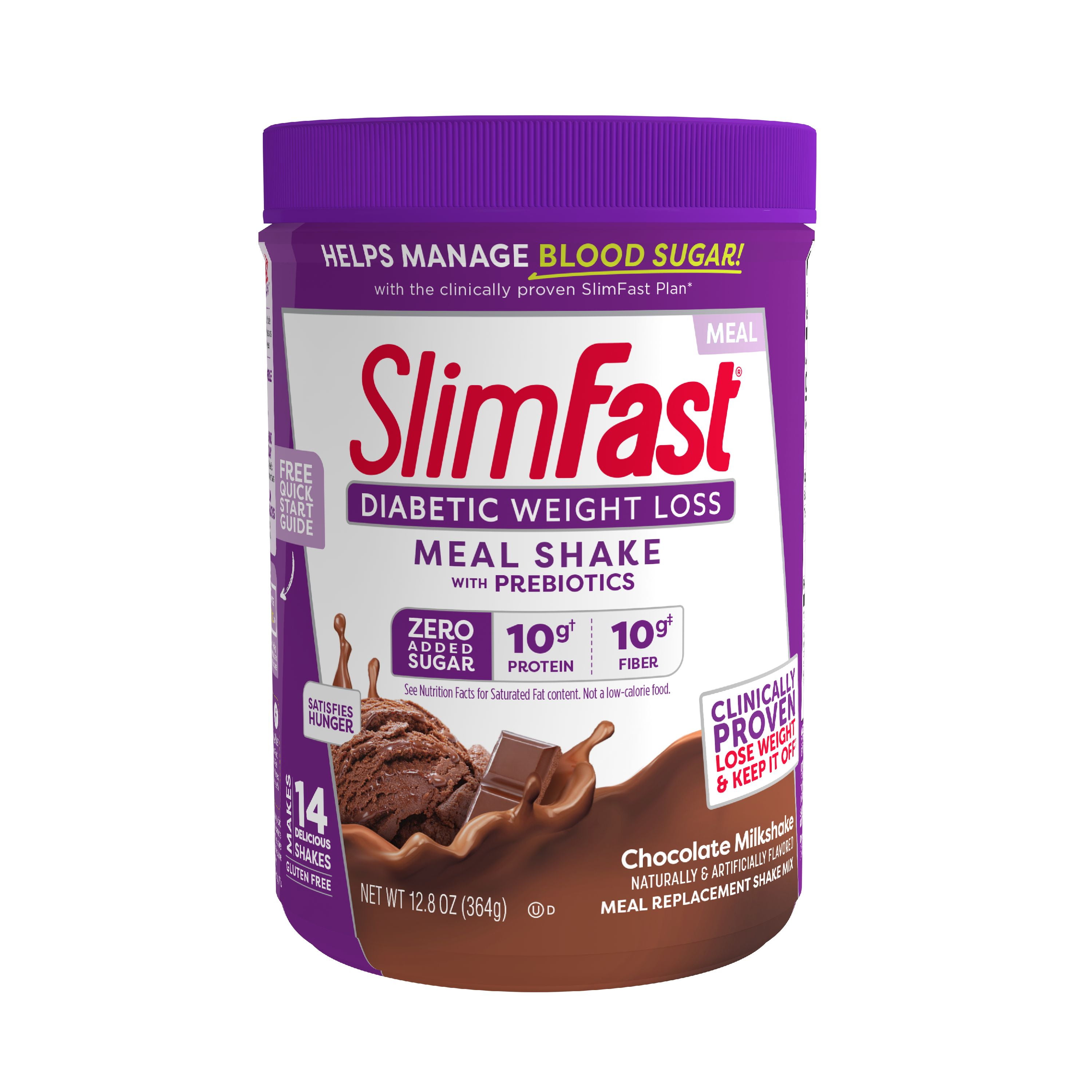 SlimFast Diabetic Meal Replacement Shake Mix Chocolate Milkshake 12 8 