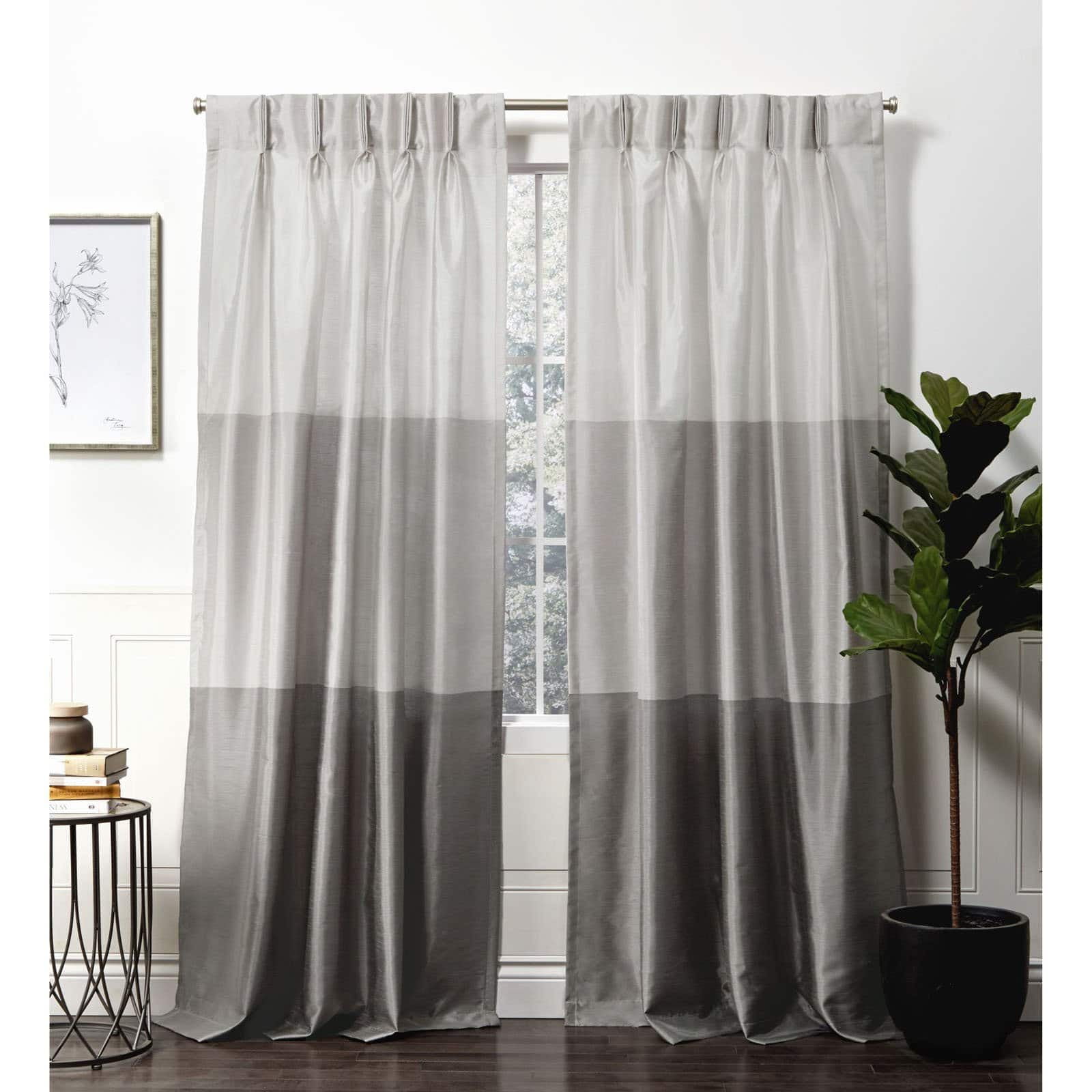 Exclusive Home Curtains Chateau Light Filtering Pinch Pleat Curtain Panels, 96" Length, Indigo, Set of 2