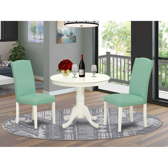 East West Furniture Dining Room Set Linen White, ANEN3-LWH-57