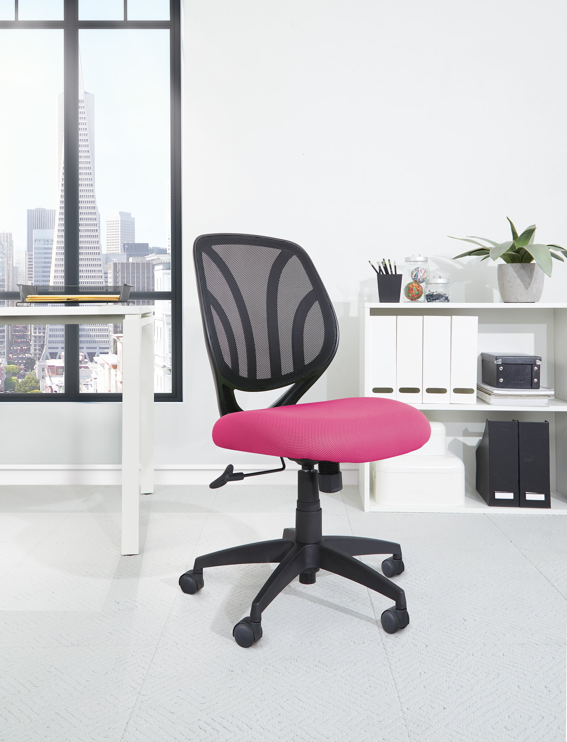 Work Smart™ Screen Back Armless Task Chair with Pink Mesh and Dual
