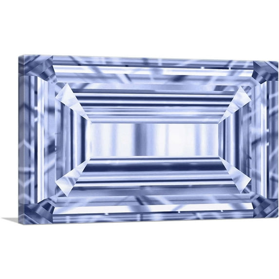 ARTCANVAS Violet Purple Emerald Cut Diamond Jewel Canvas Art Print - Size: 12" x 8" (0.75" Deep)