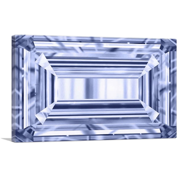 ARTCANVAS Violet Purple Emerald Cut Diamond Jewel Canvas Art Print - Size: 12" x 8" (0.75" Deep)
