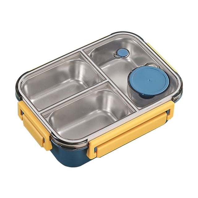 Stainless Steel Bento Box 16.5 x 22.5 x 7 cm Microwaveable Lunch Container with Phone Stand for Adults