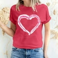thumbnail image 2 of Lovskoo 2024 Womens Summer Tops Round Neck Short Sleeve Tunics Shirts Valentine's Day Heart Printed T-Shirt Top Top/Shirt Watermelon Red, 2 of 6