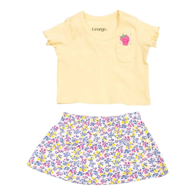 Conjunto George para Niña Diseño Floreado Amarillo Talla 6 M 2 Piezas