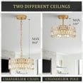 thumbnail image 5 of Small Gold Crystal Chandeliers, Modern Semi Flush Mount Chandelier 4-Light Drum Crystal Ceiling Pendant Light Fixture 12” for Foyer Entryway Kitchen Hallway Dining Room, 5 of 6