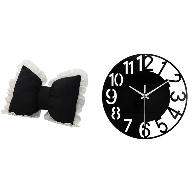 Bonito cojín de lazo y reloj de pared de acrílico, decorativo, con forma de lazo, silencioso, moderno, resistente al desgaste, apto para sala de estar