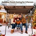 thumbnail image 3 of GVDV 3-Person Steel Patio Swing with Canopy and Removable Cushions for Backyard, Balcony, Porch, Stripe, 3 of 8