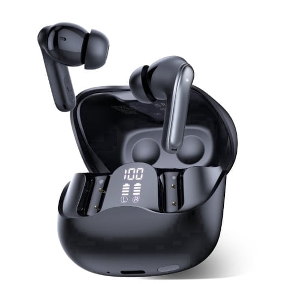 Wireless Earbuds Bluetooth 5.4 Headphone, 48H Deep Bass LED Power Display Earphones with 6 Mic, Clear Call Ear Buds AI Noise Cancelling ,IPX7 Waterproof in-Ear Earbuds for Android iOS