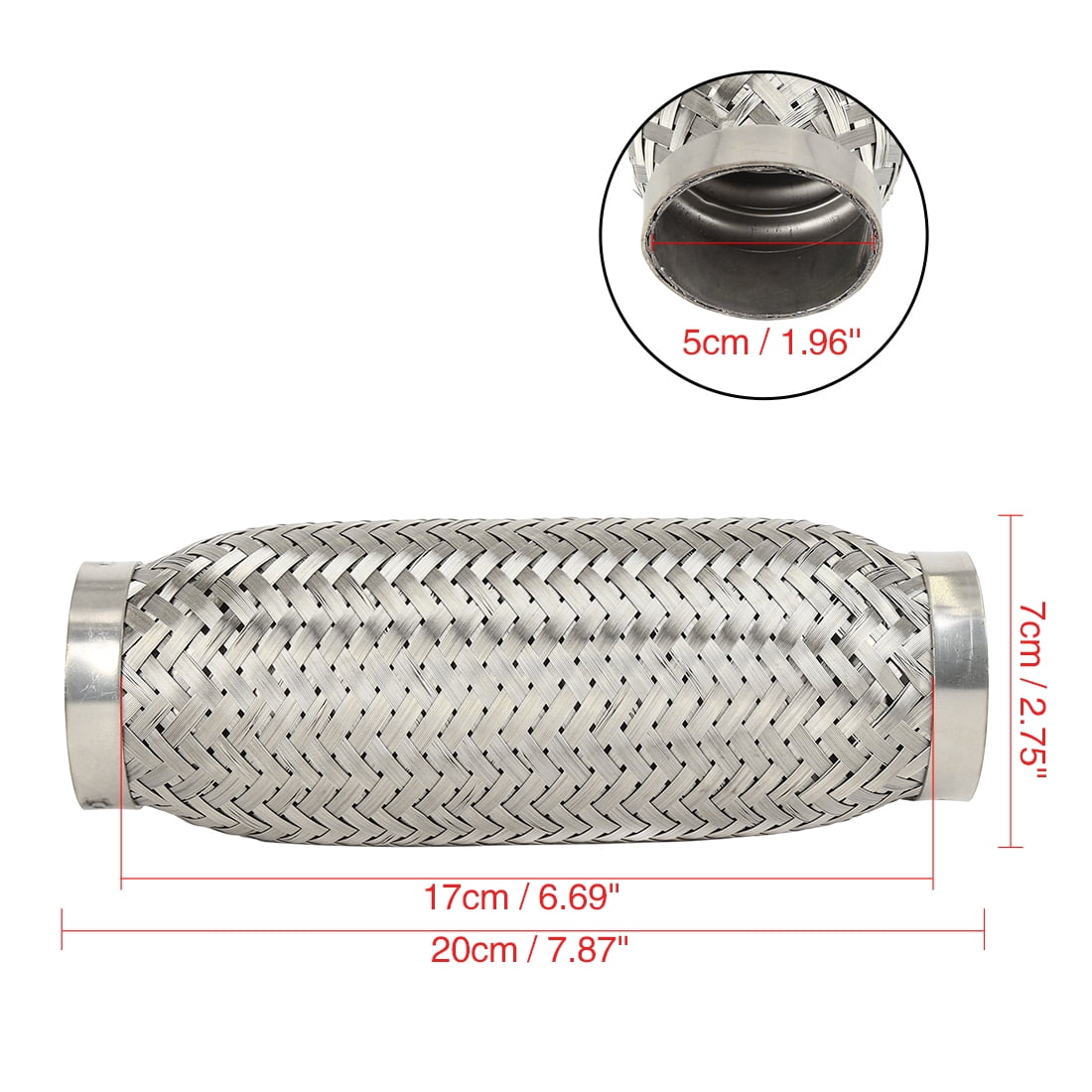 Car Exhaust Flex Pipe 1.96''x7.87'' Stainless Steel Braid Pipe Flexible
