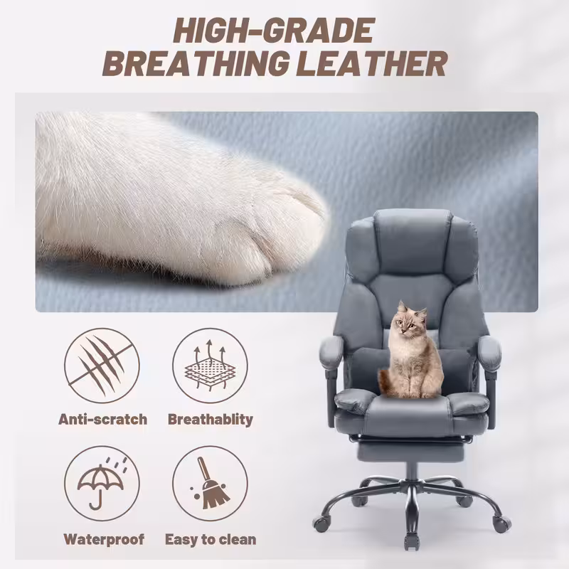 Qusaphy Heavy Duty 600 LBS Executive Office Chair, Breathable Fabric Big and Tall Computer Chair with Memory Foam Spring Cushion, 155° Recline Ergonomic Desk Chair with Lumbar Support