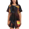 thumbnail image 1 of Fotbe Sunset Western Cowgirl Conjunto de Pijama Estampado para Mujer, 2 Piezas, Ropa de Dormir con Camiseta de Manga Corta y Shorts Suaves-Small, 1 of 6